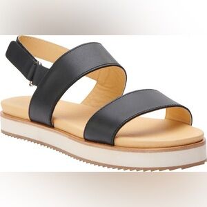 New NISOLO Leather Go-To Flatform Slingback Sandal Sz: 8.5 in black